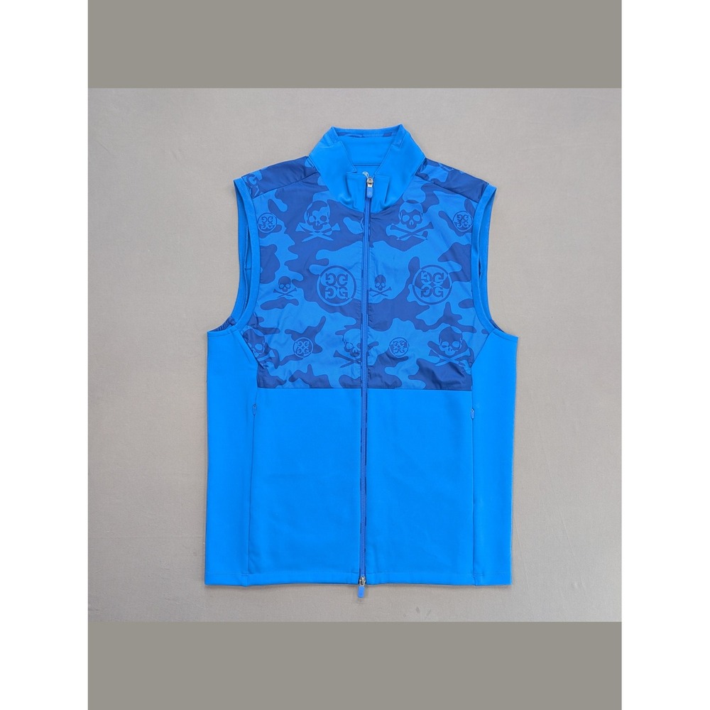 G/Fore Blue Camo Skull Golf Vest Full Zip Performance Mens Small